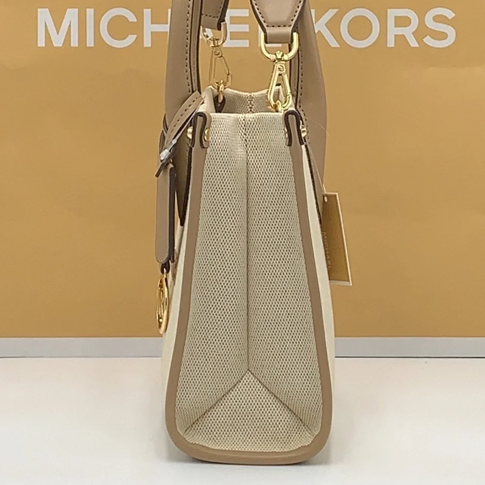 Michael Kors Mirella Small Shopper Top Zip Crossbody Bag Camel MK NWT